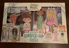 Story Magic wooden dress up doll toy play set 100 pieces with Tin New