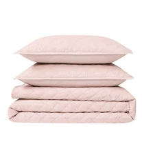 Cannon Home Full/Queen 3pc Solid Quilt Set New Peach Blush Shams