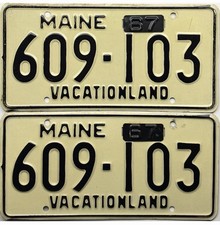 1967 Maine License Plate PAIR #609-103