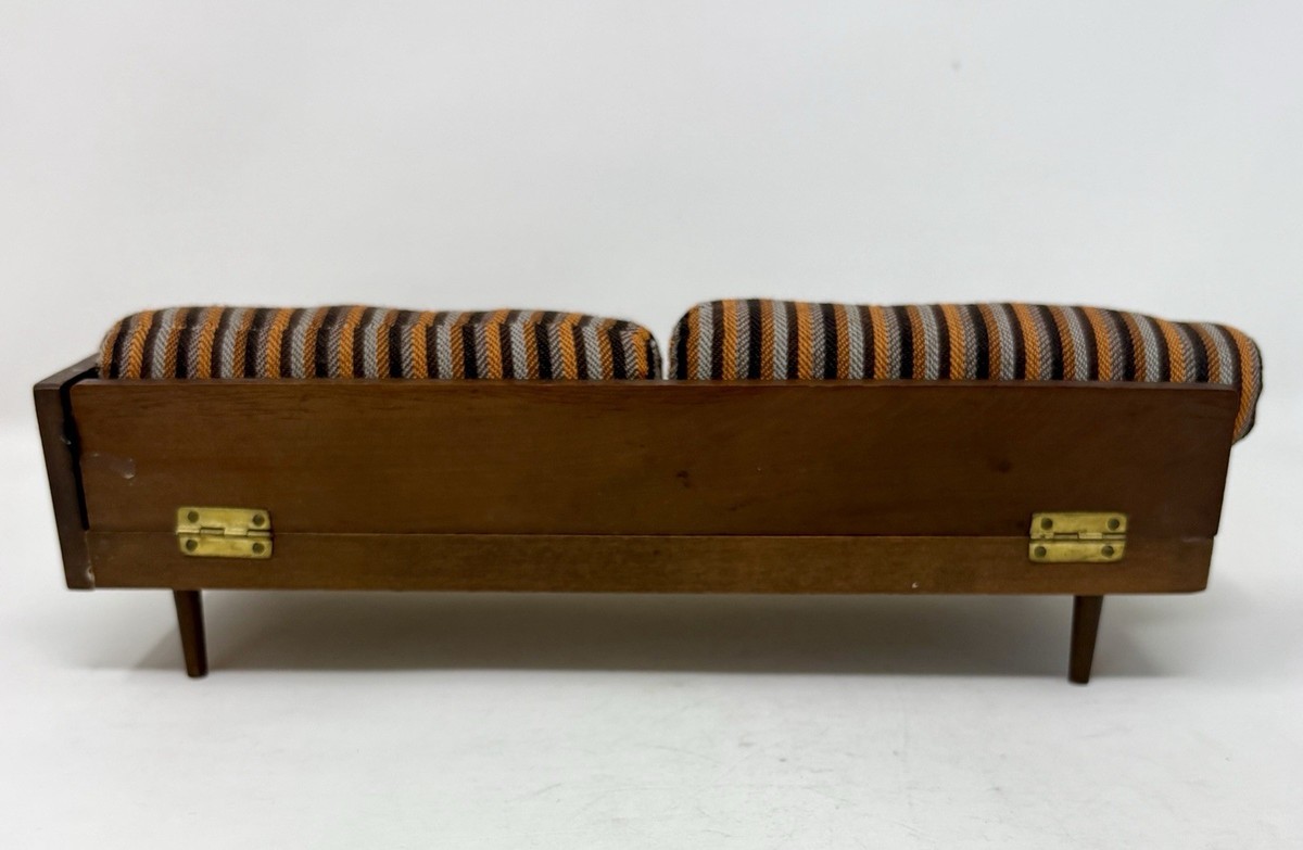 Vintage Mattel Modern Barbie Wood Furniture Mid Century Sofa Couch