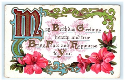 1911 Embossed Birthday Greetings Azalea Flowers Postcard Lake Weir FL Postmark