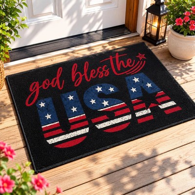 Patriotic God Bless The USA Doormat 4th Of July
