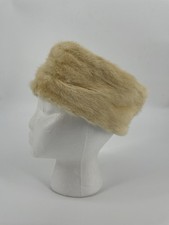 Vintage Deborah Exclusive Ivory Satin Genuine Fur Pill Box Hat
