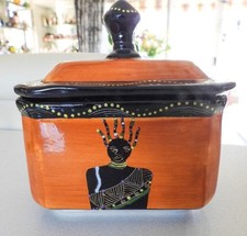 Nivek Zimbabwe AFRICA HAND PAINTED LIDDED CONTAINER - Signed Given Chema