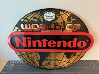 World of Nintendo Vintage Double Sided Sign Very Rare Retail Store Display