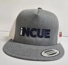 The Classics Yupoong Trucker Cap Men OS Gray White Embroidered Logo Snapback Hat