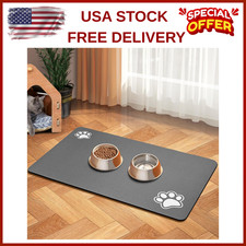 Pet Feeding Mat for Small Dogs  Cats   Absorbent Bowl Mat 12"x19"