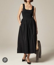 J.Crew Drop-waist mixy dress black preppy money 90s classic minimalist sz L