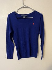 Ralph Lauren Sport Sweater Womens M Blue Meri...