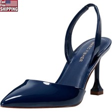 Pump High Heel Pointy Toe Slingback Faux Patent Leather Slip-On Women's Shoes US