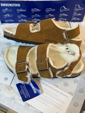 Birkenstock Arizona Shearling Suede Leather Mink - UK 4.5 Regular Fit