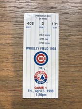 Chicago Cubs Harry Carey First Game After Death Ticket Wrigley Field 4/3/98