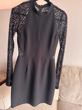 ASTR The Label Women/Juniors Long Sleeve Lace Inset Mini Dress Black