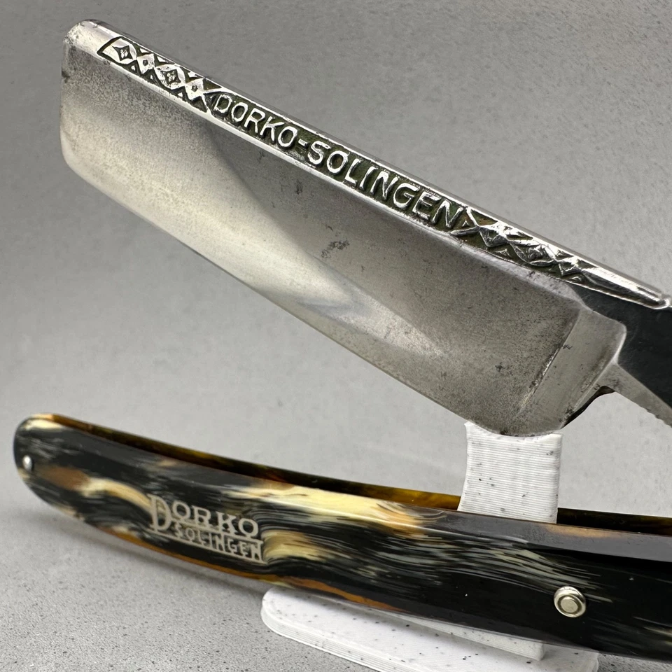 Dorko Solingen Vintage Straight Razor 20.3 mm - Decorative Spine Germany - Immagine 2 di 4