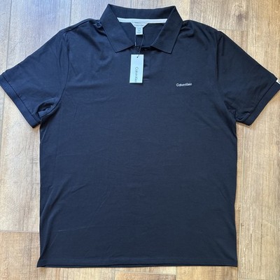 Calvin Klein Men s X-Large Black Beauty  100% Cotton Polo Shirt New With Tags 