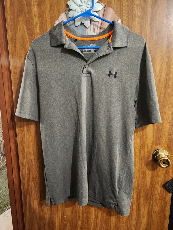 Under Armour HeatGear Men's Loose Fit Solid Gray Short Sleeve Polo Shirt M