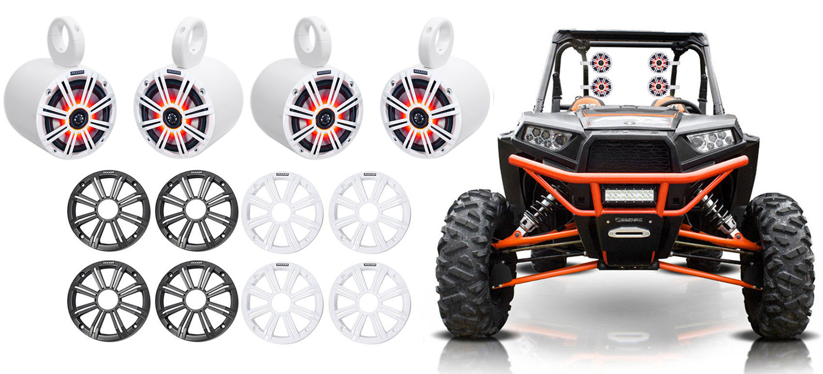 4 Белые светодиодные колонки KICKER 45KM654L 65 мощностью 390 Вт для Polaris RZRATVUTV 8779000₽