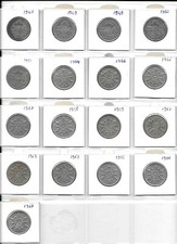 UK Coin Collection 1 FLORIN 1947-1967 17 Coins All Different. 1M.4