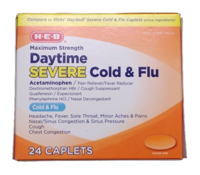 Maximum Strength Daytime SEVERE Cold & Flu, Compare To Vicks DayQuil, 24 Caplets