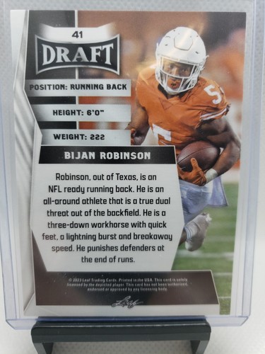 2023 Leaf Draft Bijan Robinson RC #41 - Picture 2 of 2