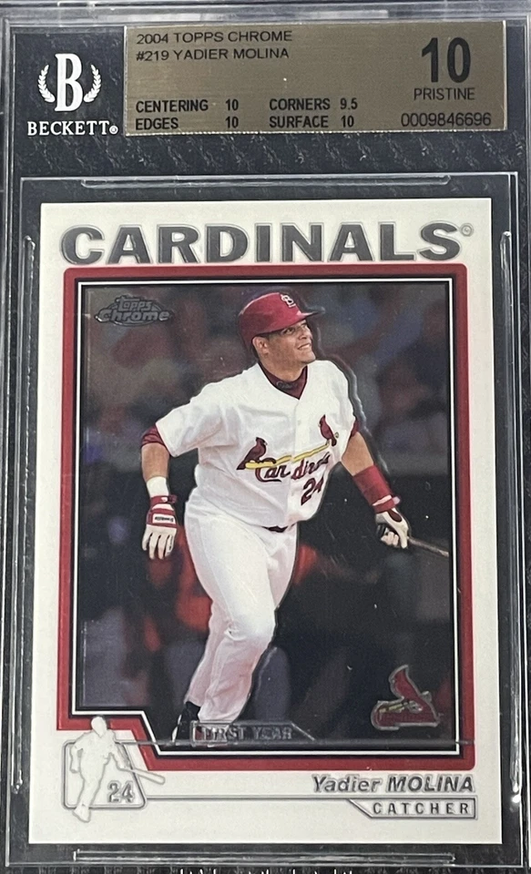BGS 10 Pop 2 2004 Topps Chrome Yadier Molina HIGHEST GRADED PRISTINE Rookie RC - Image 2 of 3