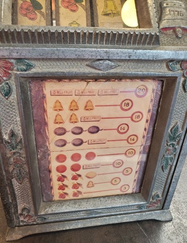 VINTAGE ORIGINAL PURITAN BABY BELL 5C SLOT MACHINE 5 CENT WORKS - Picture 5 of 7