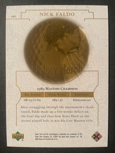 Nick FALDO 2001 Upper Deck Golf Card Victory March #152 - Picture 2 of 2