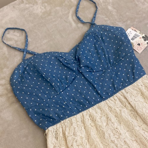 Accidentally In Love YOUTH Girls Blue Ivory Fit & Flare Dress Size L - Picture 3 of 12