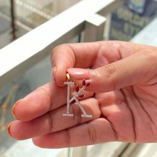 2 Ct Round Cut Simulated Diamond Initial K Letter Pendant 14K Yellow Gold Plated