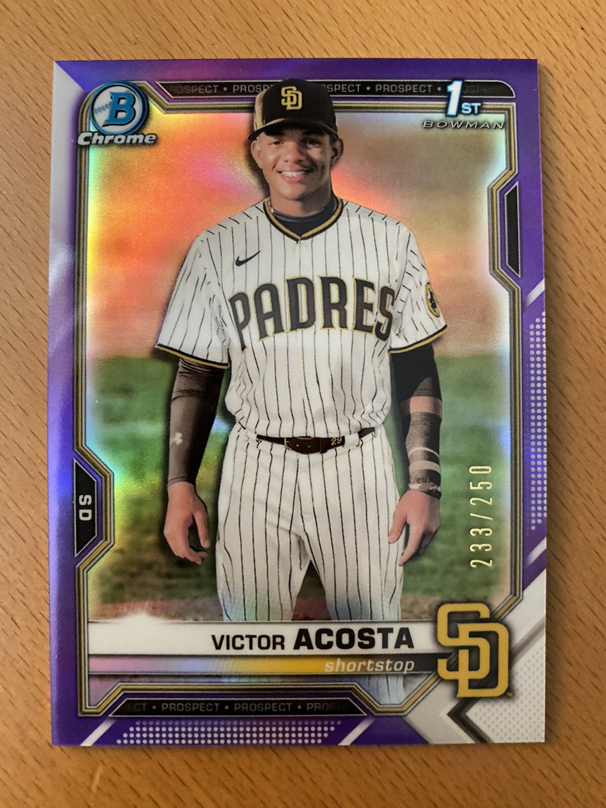2021 Bowman Chrome Victor Acosta purple refractor /250 BCP-151 Prospect Padres