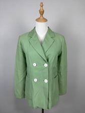 SANDRO Paris Green Formal Classic Big Pockets Lined Solid Blazer Jacket Sz 38
