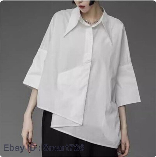 Japanische Damen unregelmäßige Kurzarm Bluse Top locker Harajuku Shirt Freizeit - Bild 22 von 26