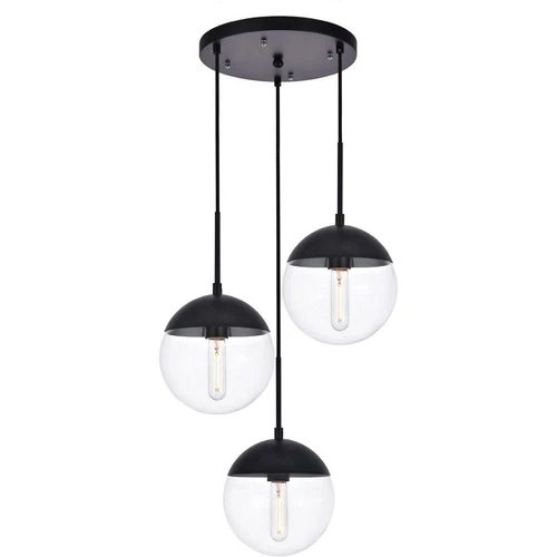 Black Pendant Light Fixture Mid Century Modern Glass Shades Dining Room Lighting - Picture 1 of 11