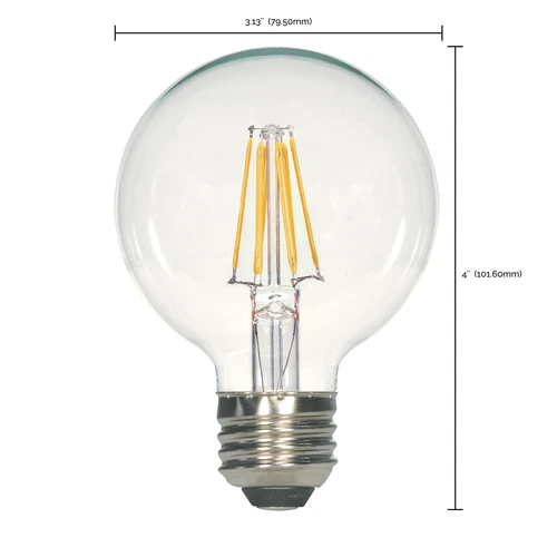Satco S29878 LED Filament Globe Clear G25 5.5W 40W Medium E26 2700K Warm White - Picture 2 of 9