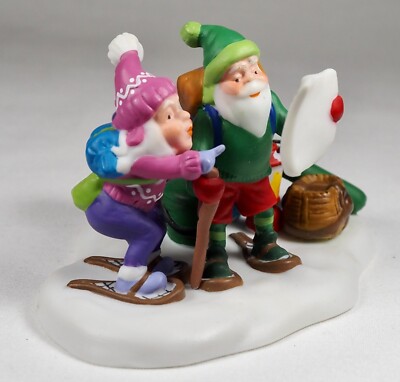 N. Pole Series Dept 56 Elves Looking On A Map For Direction Christmas Figurine