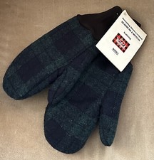 Vintage Woolrich Green Blue Plaid Wool Winter Mittens NOS With Tags Made In USA