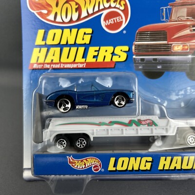 Hot Wheels Long Haulers - Corvette Car w/Blu Semi Car Carrier