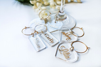 Wine Glass Charms, Personalized custom name gift tags, Wedding place card,  favor | eBay