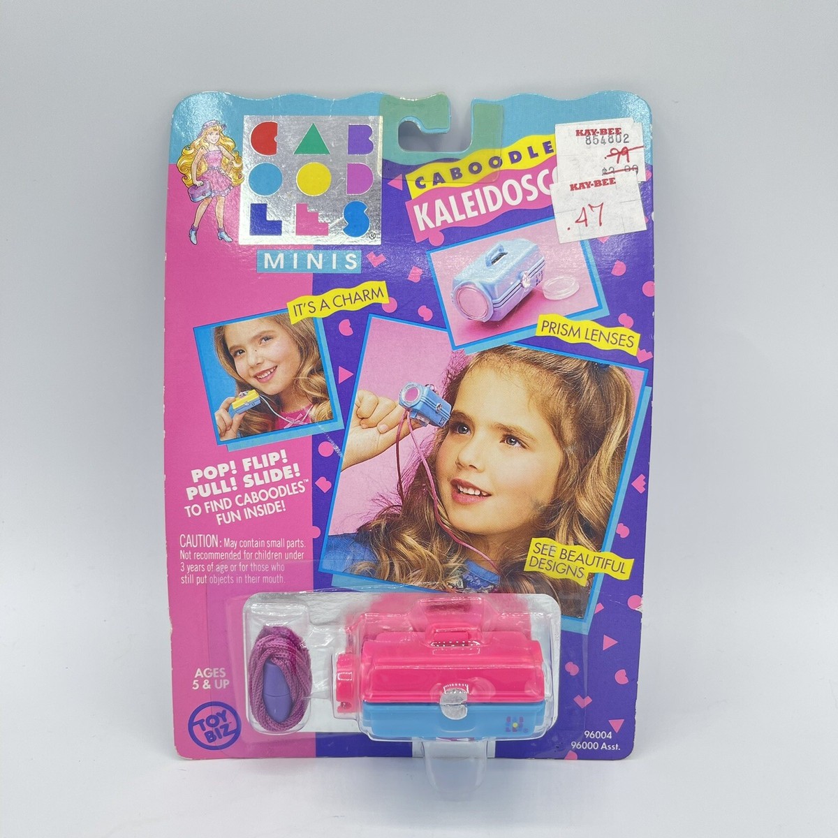 Vintage 1993 Caboodles Case Minis Charm Necklace Kaleidoscope Toy