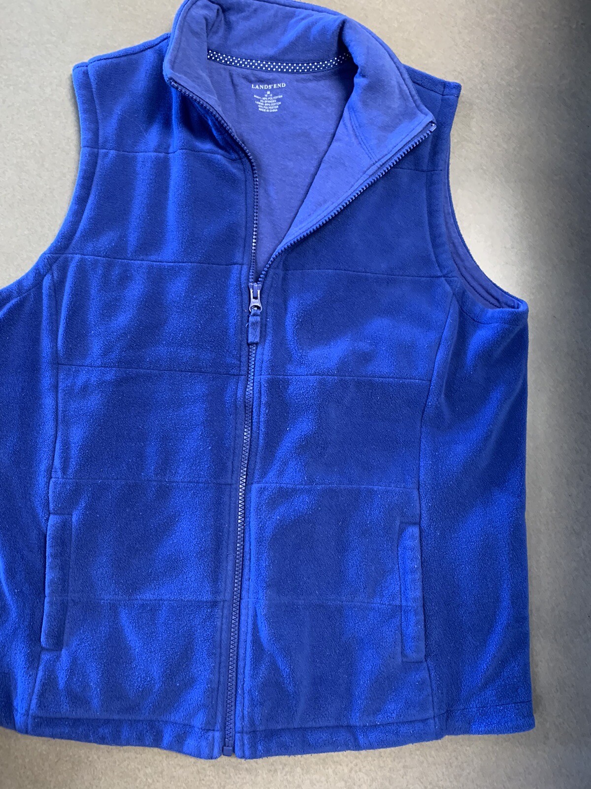 Lands End Ladies Blue Zip Vest Size M eBay
