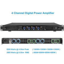 High-Tech 5200W 4 Channel Class D Digital Power Amplifier 5200 Watts PEAK Output
