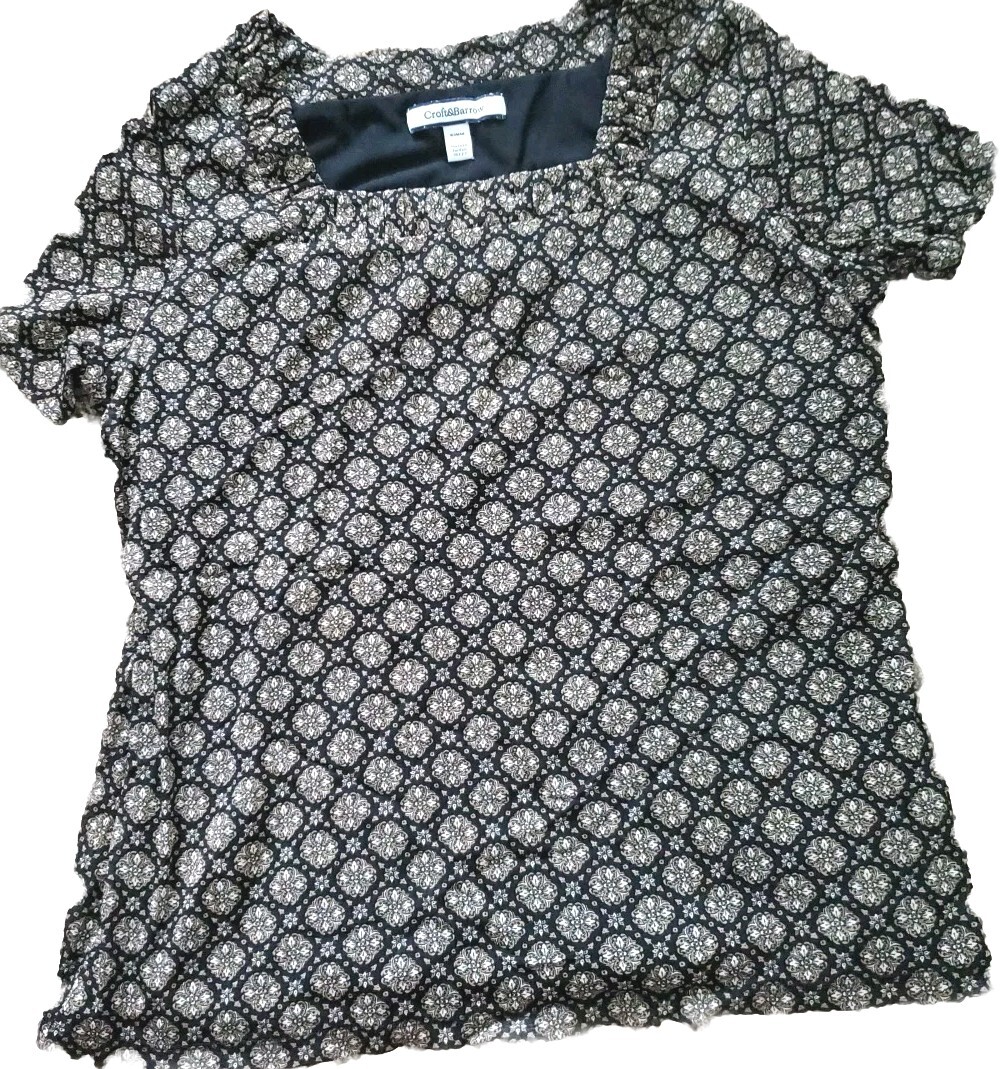 Croft & Barrow Women Blouse  Top Size 1X  floral Shirt  Short Sleeve Dress Top