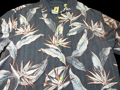 Jamaica Jaxx Mens Hawaiian Aloha Button Front Short Sleeve Silk Shirt X Large XL
