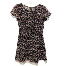 Forever 21 Sundress Size Small Black & Brown Short Sleeve Floral Summer Dress