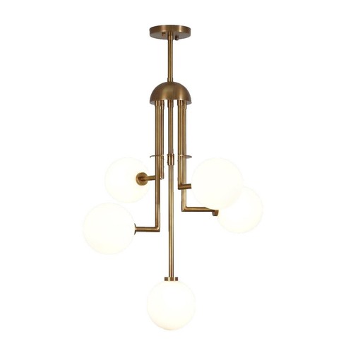 Gold Round Ball Ceiling Light - Modern Milk Glass Pendant For Bedroom & Dining