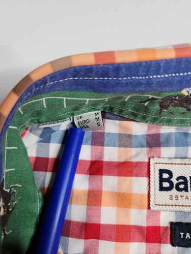 Barbour Mens S Tailored Fit Gingham Check Button Shirt Casual York Red Preppy - Picture 5 of 11