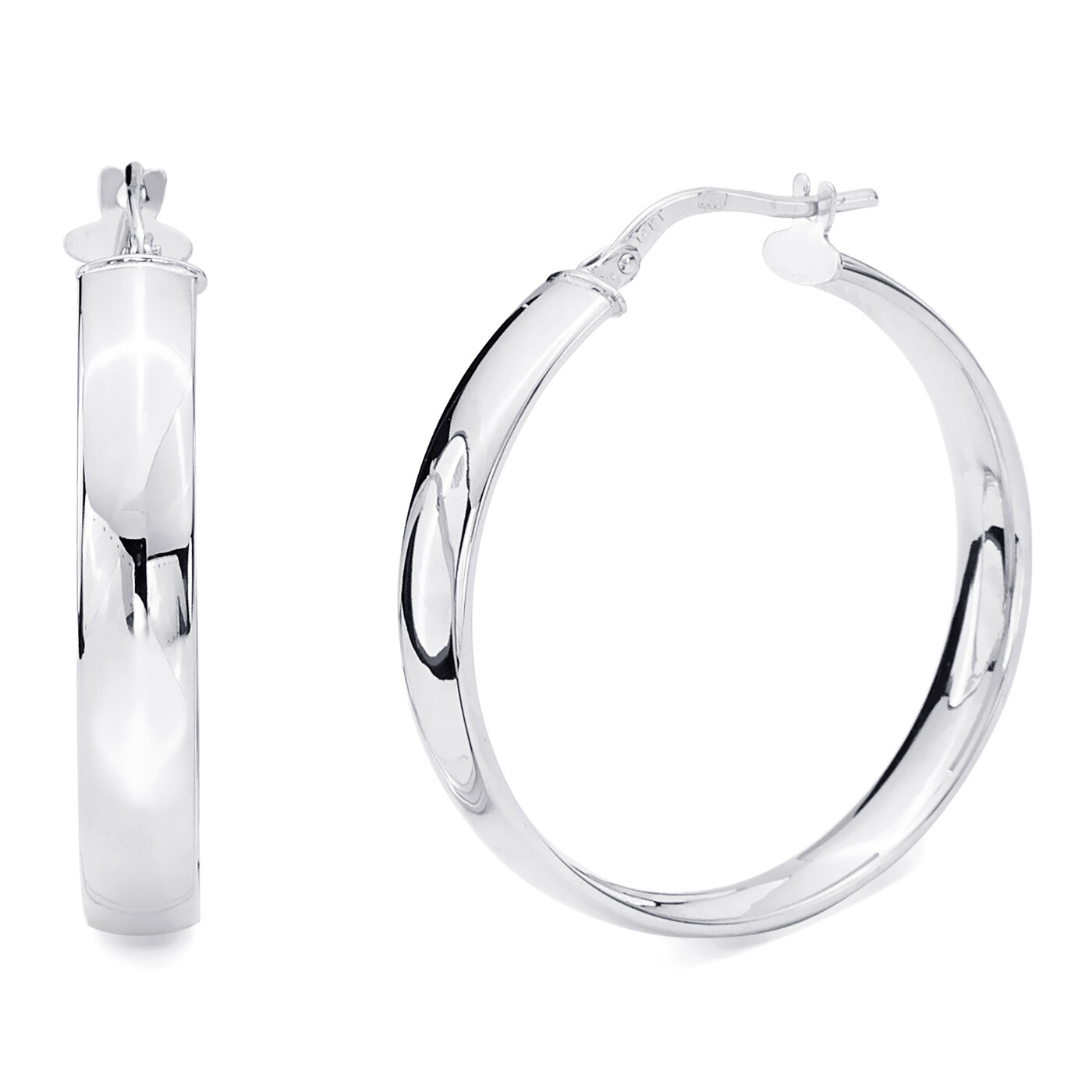 Wellingsale 14k White Gold 5mm Basic Hollow Hoop Earrings (27 x 27 mm)