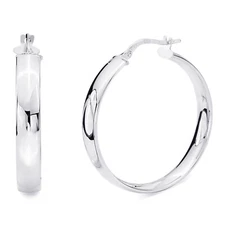 Wellingsale 14k White Gold 5mm Basic Hollow Hoop Earrings (27 x 27 mm)