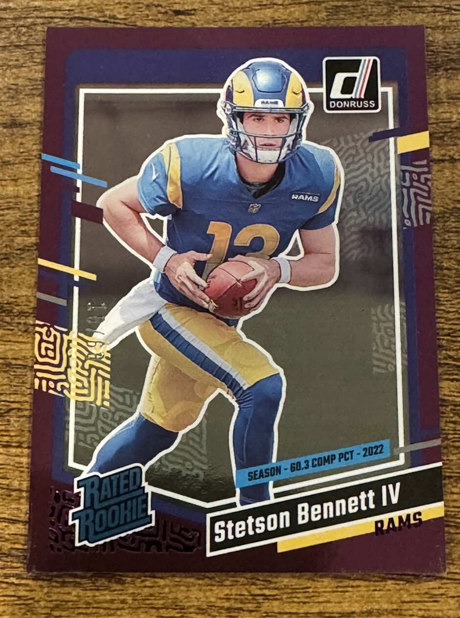2023 DONRUSS STETSON BENNETT IV PURPLE SEASON STATS RATED ROOKIE RC /68 SSP UGA