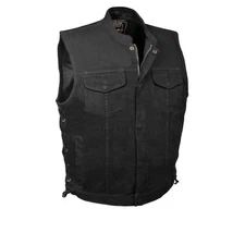 Denim Vest Zipper SIDE LACES Motorcycle Biker Conceal Carry Concealed  carry